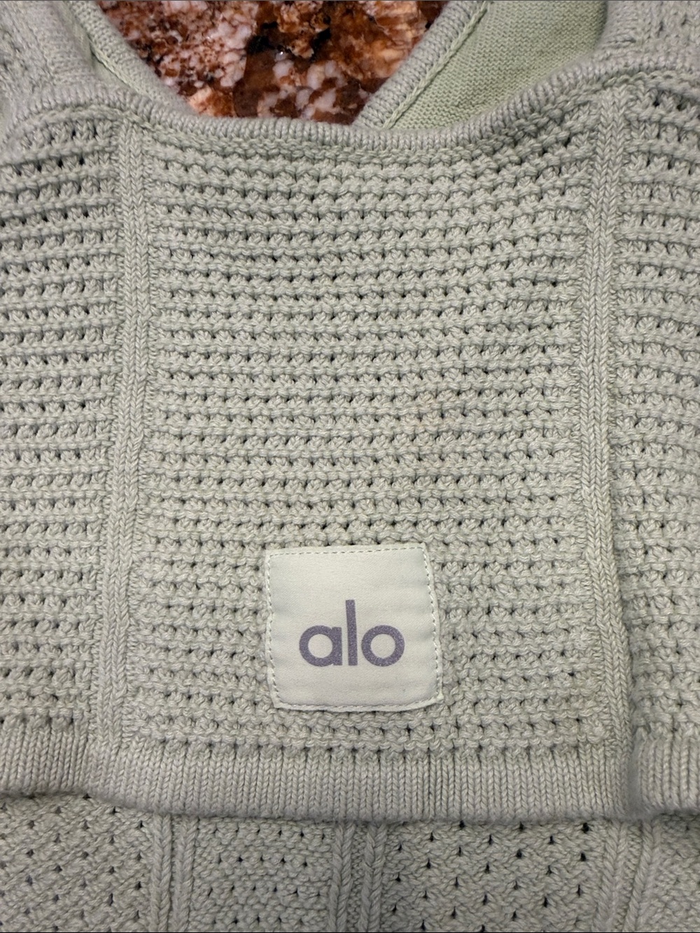 ALO Knit Bustier Crop Top in Light Sage - Picture 3 of 3